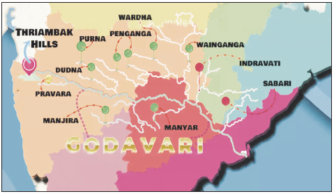 course of godavari river system