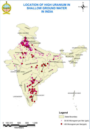 location-of-high-uranium-in-shallow-ground-water-in-india